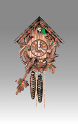 Traditional Chalet Cuckoo clock, Art.65_11 Walnut hand paint - Chalet Cuckoo melody with gong hour on coil gong